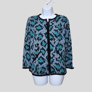 Bob Mackie Wearable Art Pixel Leopard Print Jacket